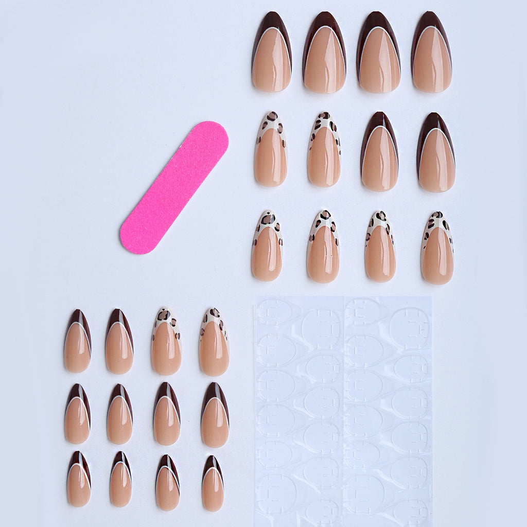Press-on Nails - Moka Leopard Chic | French Chocolat & Imprimé Animalier🍫🐆