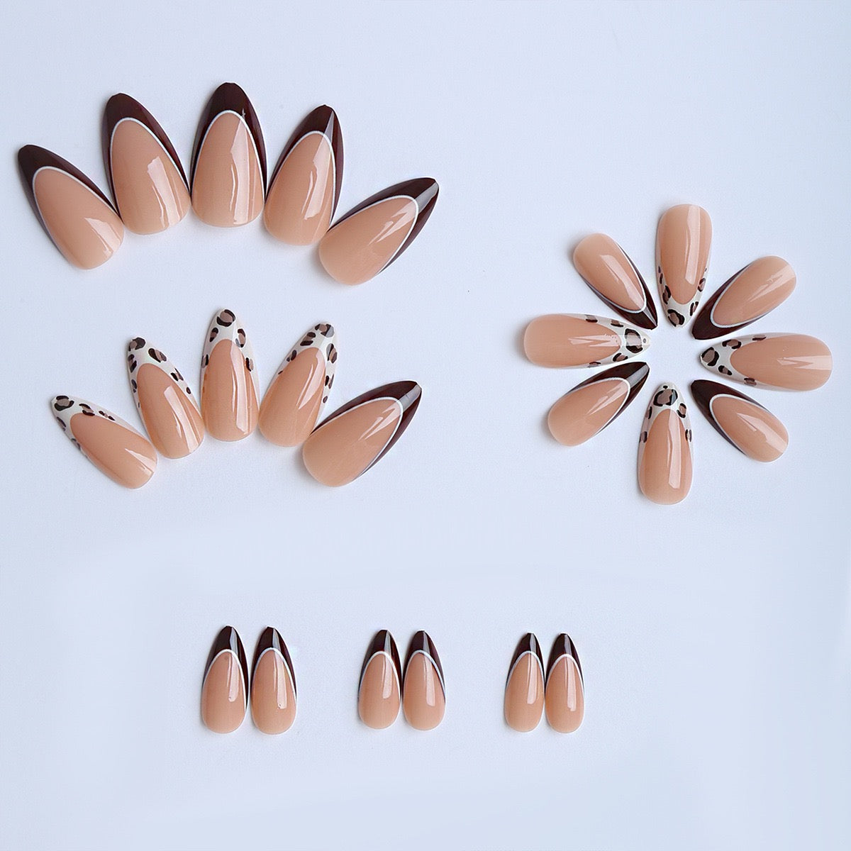 Press-on Nails - Moka Leopard Chic | French Chocolat & Imprimé Animalier🍫🐆